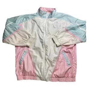 KAREN SCOTT VINTAGE L LARGE WINDBREAKER WORKOUT GYM FITNESS JACKET CHEER HIKING
